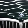 BMW X5 — емблема върху тъмнозеления преден капак и детайл от решетката